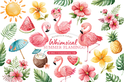 Watercolor Flamingo Clipart, an Animal Illustration by MockupWizard (Thumbnail 1 of 5)