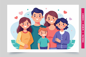 An illustration of a happy family of, an Illustration by Tanuart