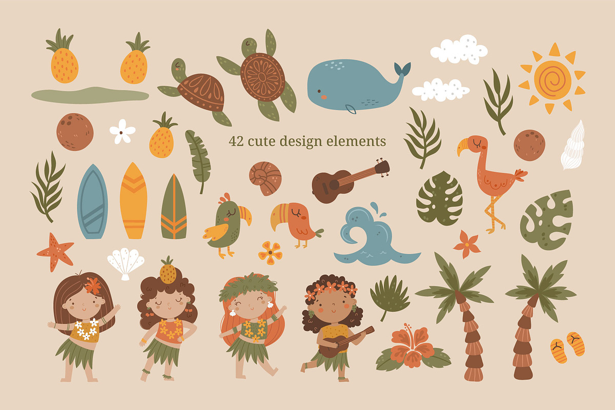 Hawaii Cute Clipart collection, a Person Illustration by Leysan Shayak (Photo 3 of 8)