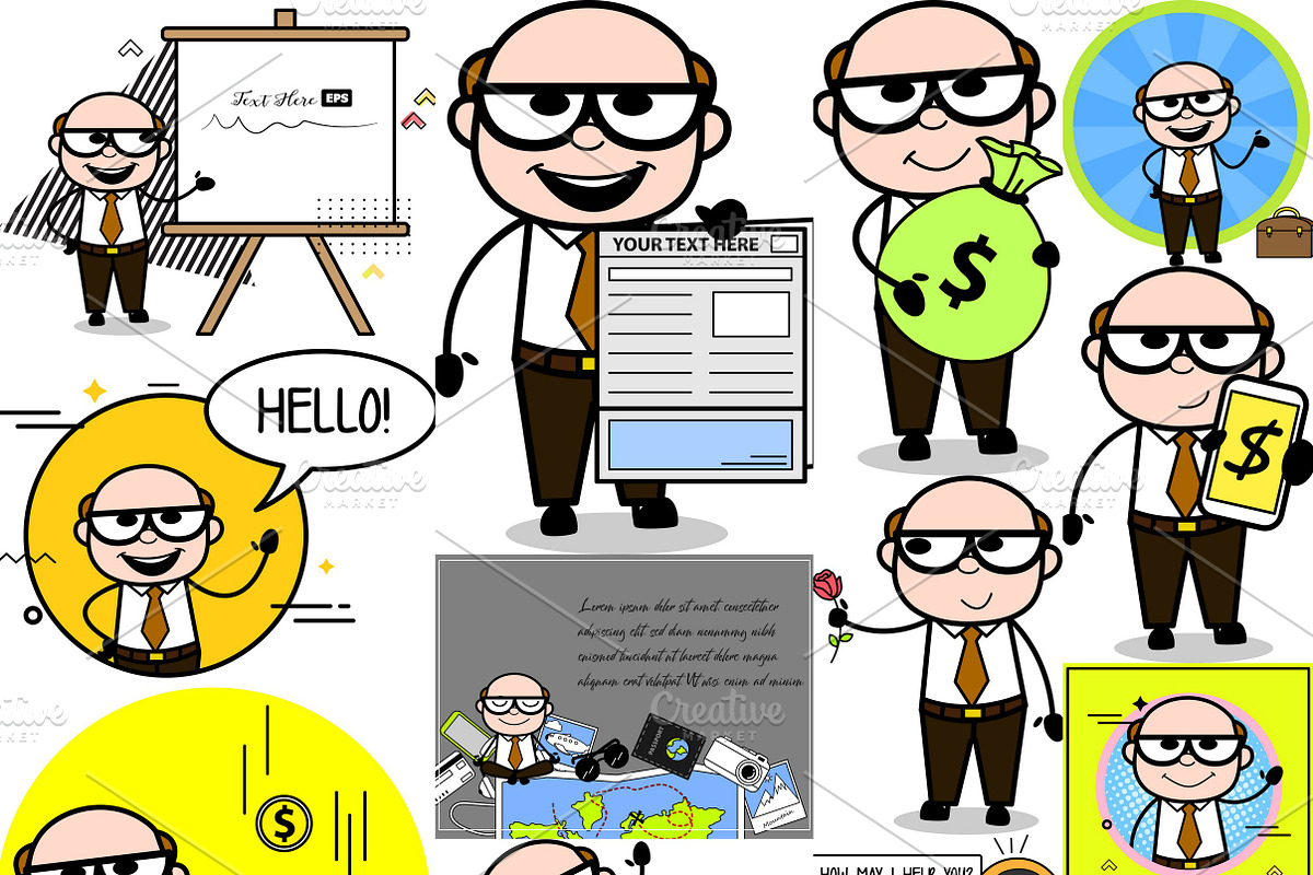 Old Man ~ Cartoon Character Set, a Person Illustration by The Toon Company (Photo 7 of 7)
