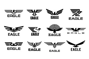 Eagle hawk or falcon icons, an Animal Illustration by Vector Tradition