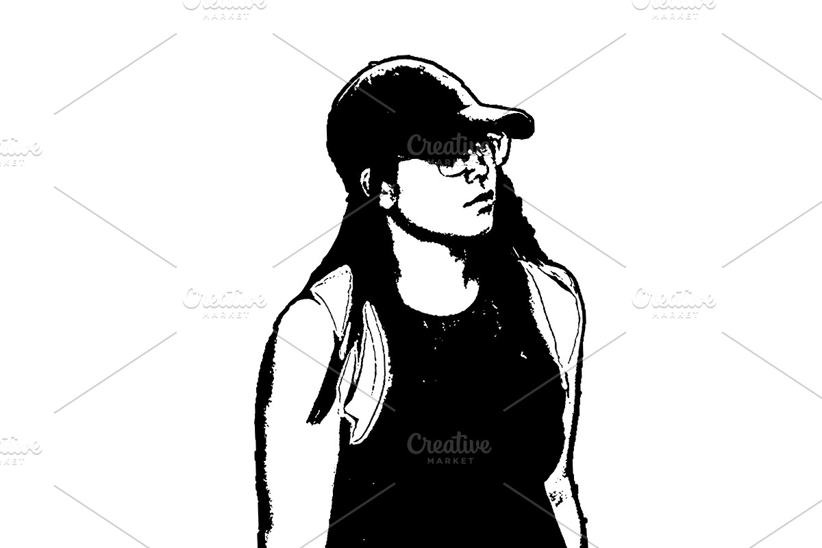 Young woman with dress walking isolated graphic, a Person Illustration by DanFLCreativo