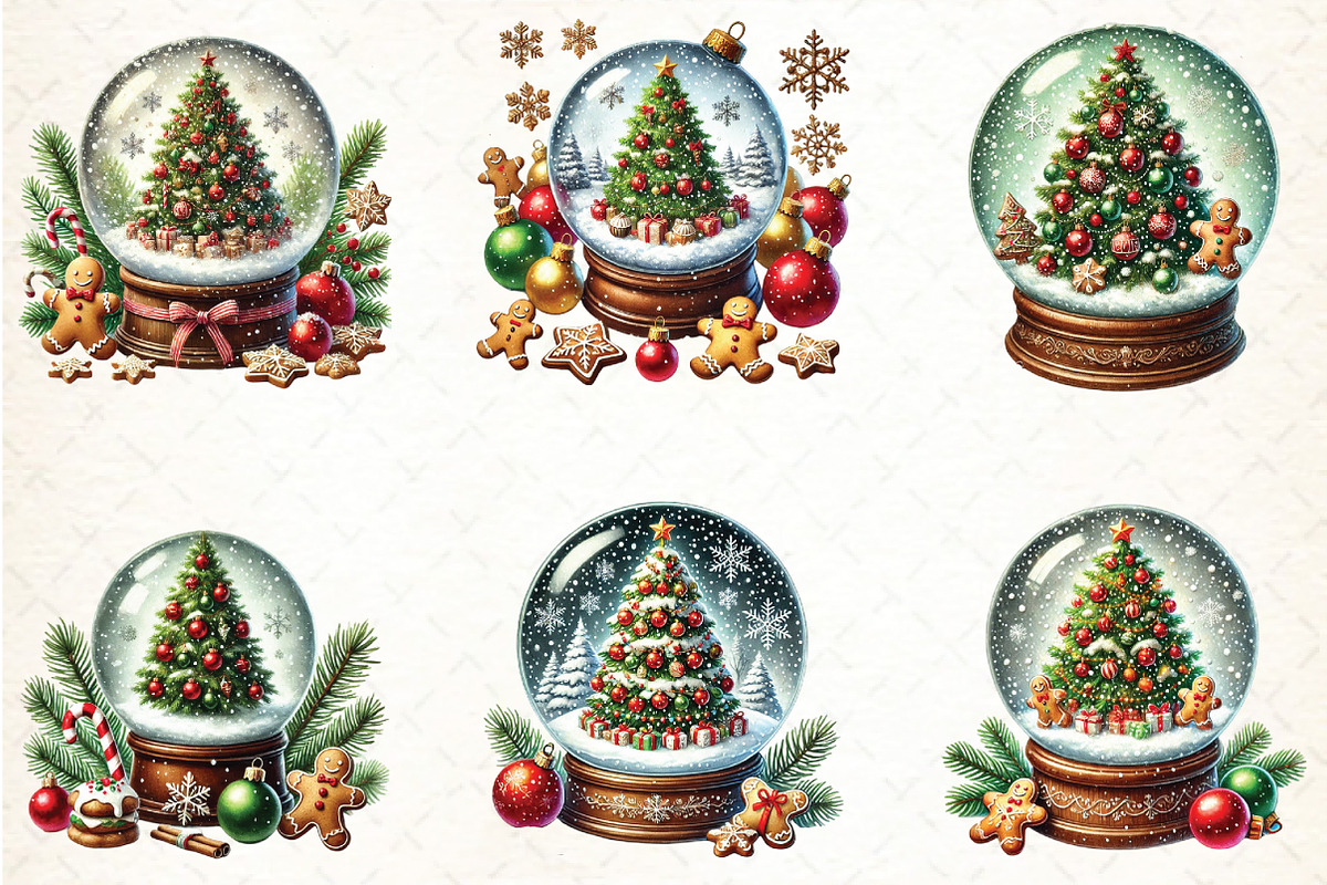 Christmas Snow Globe Clipart, an Illustration by DreamCafeArt (Photo 2 of 5)