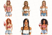 Watercolor Americana Girl Clipart, an Illustration by OK Design (Thumbnail 4 of 5)