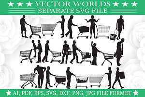 Man With Shopping Cart Svg, an Object Graphic by VectorWorlds