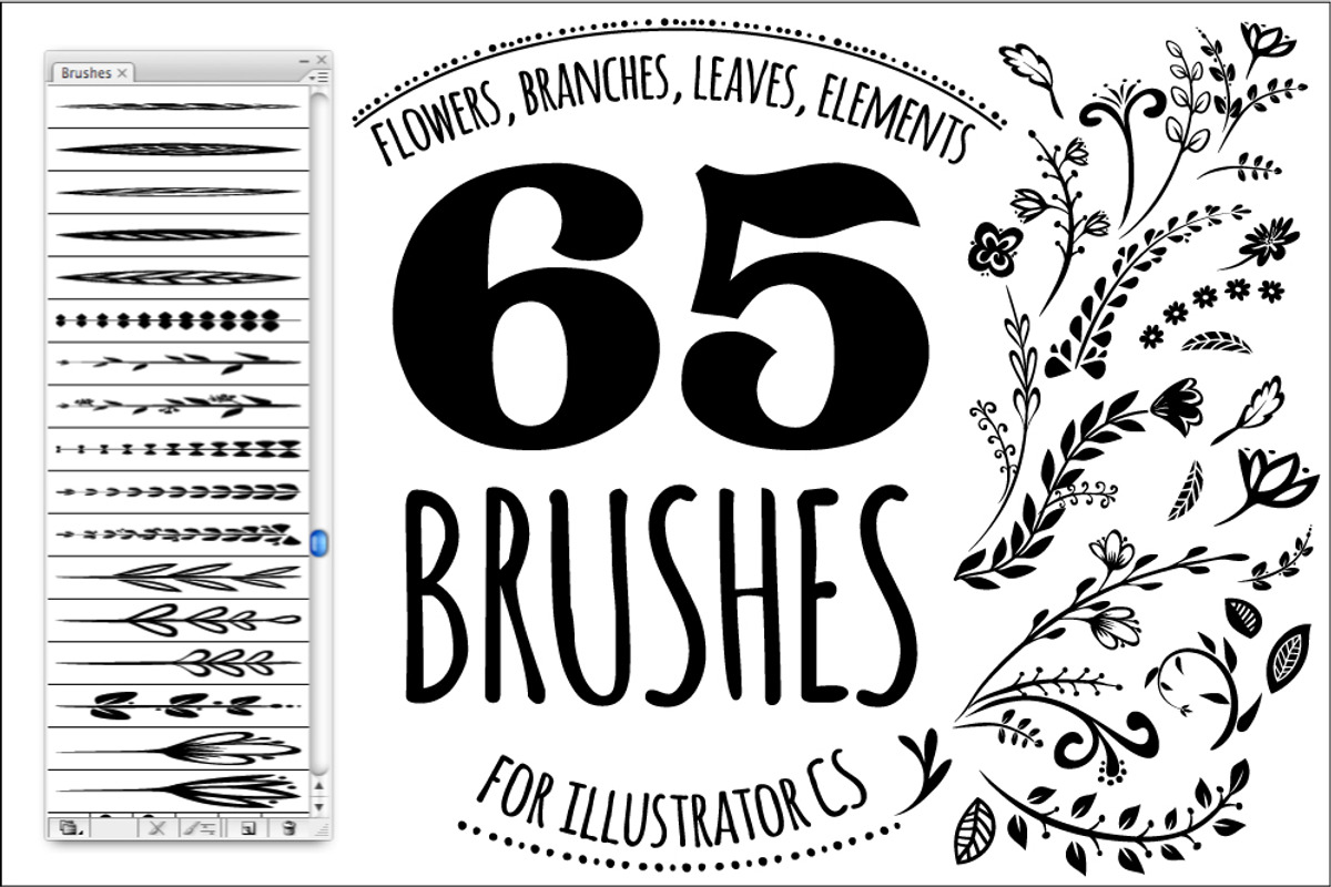65 DIY Floral brushes + 10 logos preview 2