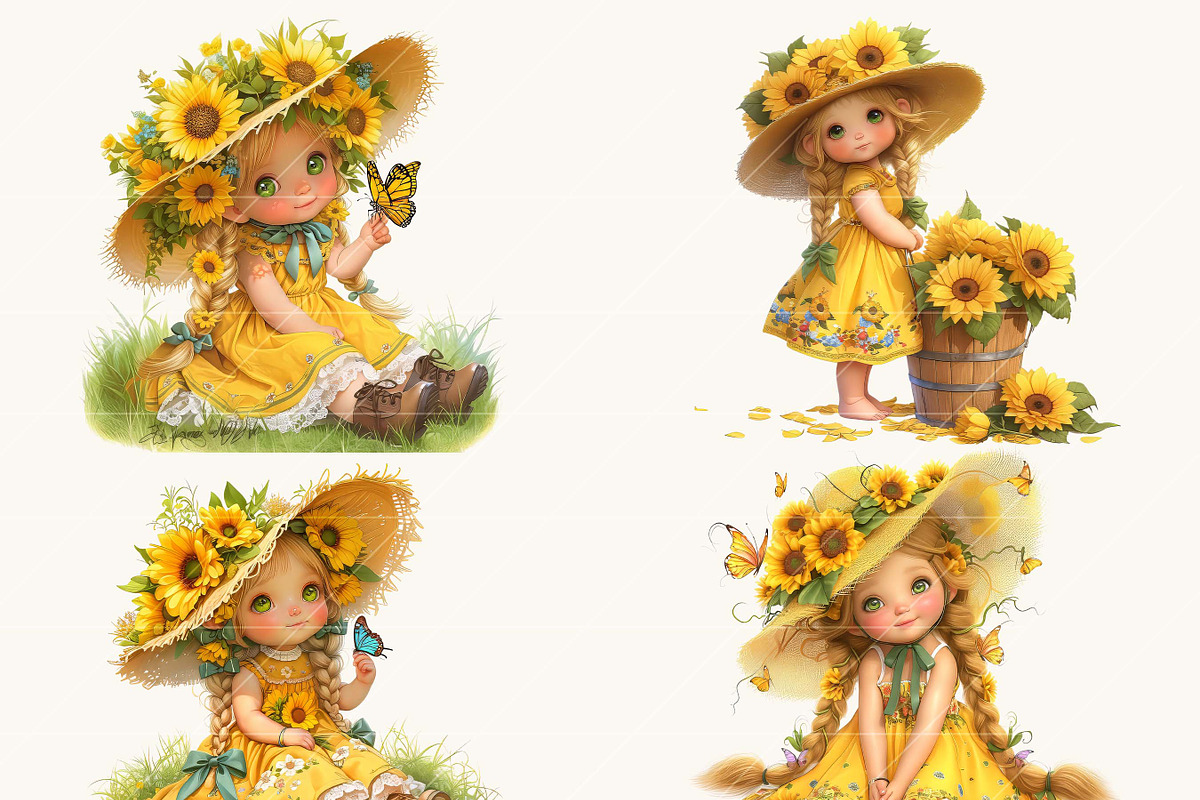 Cute Little Girl Gnome and Sunflower, a Person Illustration by Design Scotch (Photo 6 of 8)