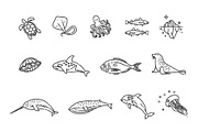 Ocean Life. Underwater Fauna Icons, an Animal Illustration by Tettygreen (Thumbnail 3 of 3)