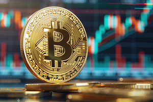Crypto money bitcoin coin on financial chart background, a Business Photo by AlyaAnd