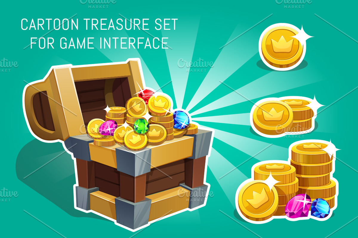 Cartoon treasure for game interface, a Finance Illustration by Nikelser (Photo 1 of 4)
