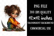 School Girl Whimsical Clipart, a Person Illustration by Designking (Thumbnail 4 of 5)
