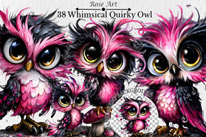 Whimsical Quirky Owl Clipart, a Seasonal Illustration by Rose Art