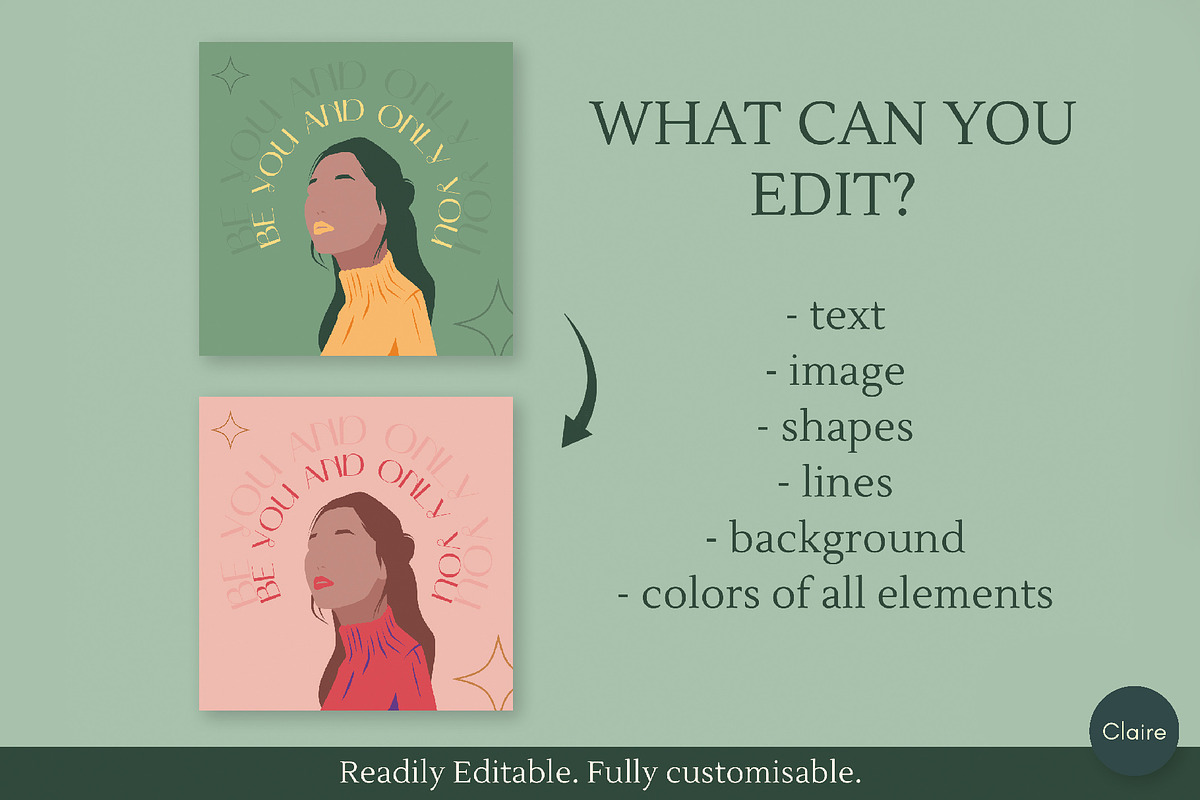 Girls Empowerment Instagram Quotes, a Social Media Template by Clairee Design Studio (Photo 4 of 7)