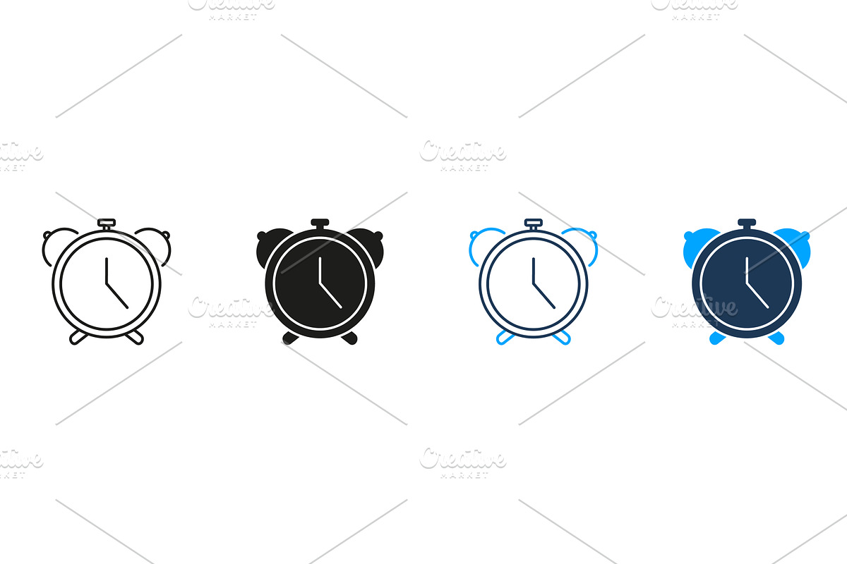 Traditional Alarm Clock Icons, an Object Illustration by Gentle Studio
