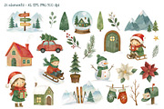 Christmas Watercolor Winter Clipart, a Seasonal Illustration by Hanna's ArtLab (Thumbnail 2 of 6)