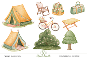 Watercolor Camping Adventure Set, an Illustration by MockupWizard (Thumbnail 3 of 5)