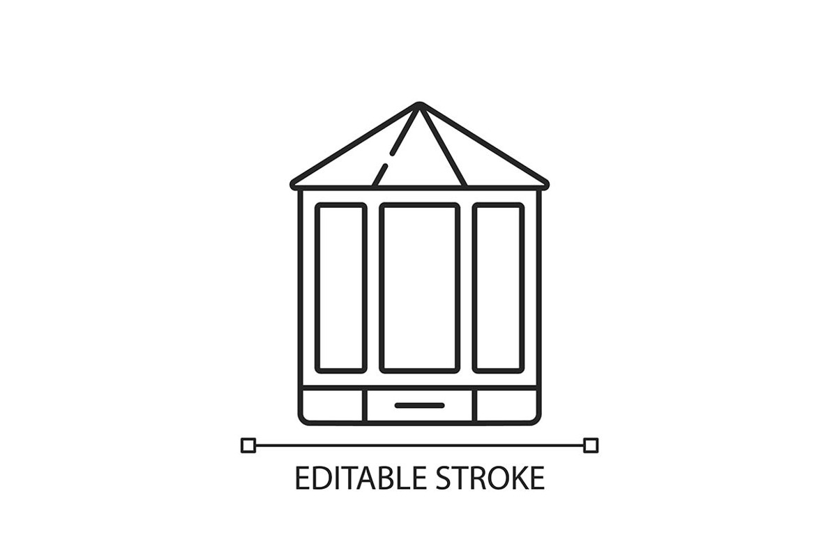 Bay and bow windows linear icon, an Outline Icon by IMG Visuals