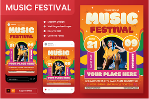 Music Festival Flyer Set, a Flyer Template by Annora Studio