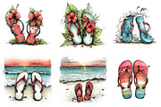 Watercolor Summer Flip Flop Clipart, an Illustration by CreationArt (Thumbnail 2 of 7)