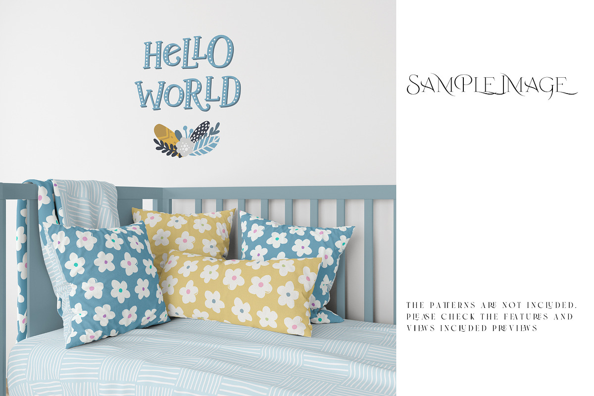 Baby Crib Duvet & Pillows Mockup, a Household Mockup by mock-ups (Photo 7 of 13)