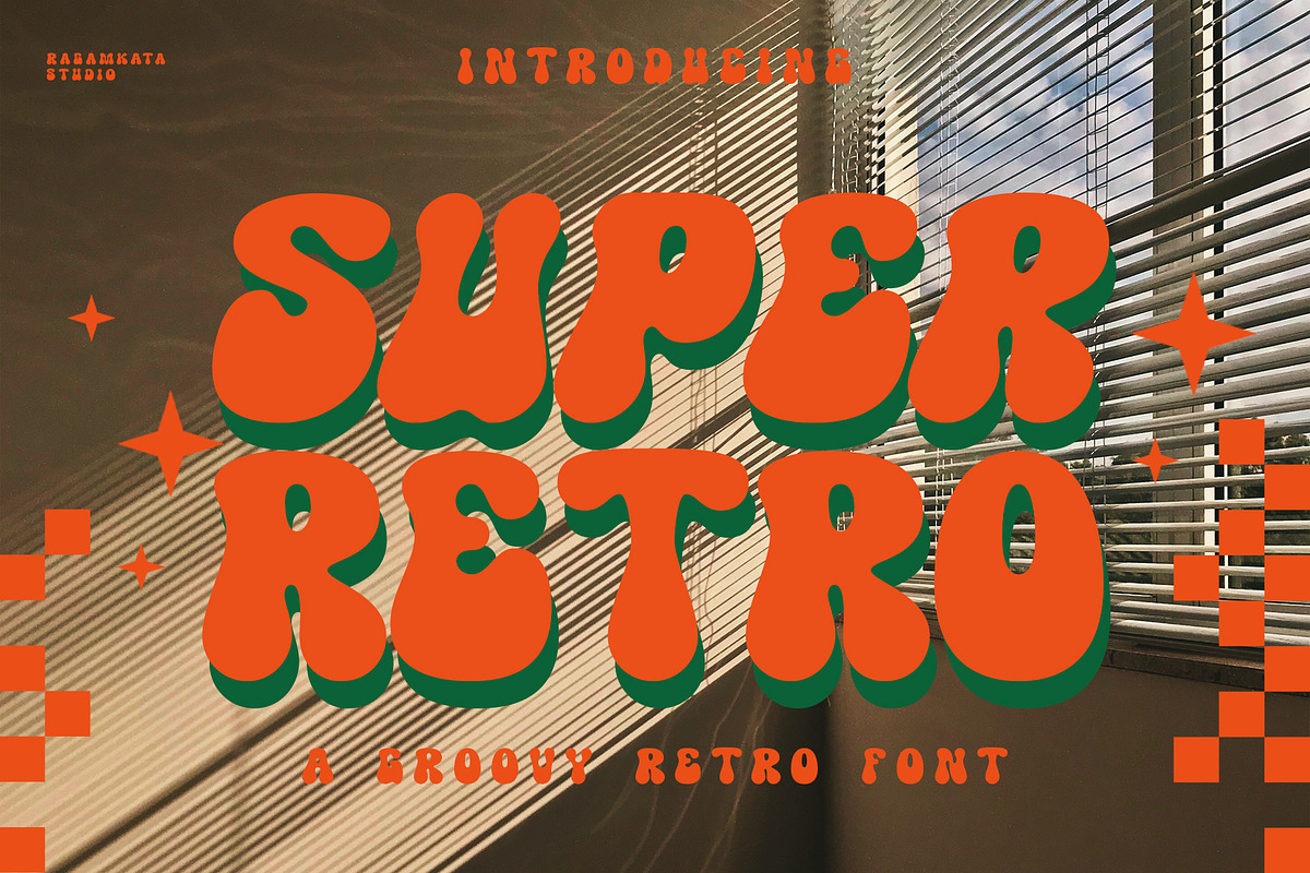 Super Retro - Groovy Retro Typeface, a Serif Font by RagamKata (Photo 1 of 10)