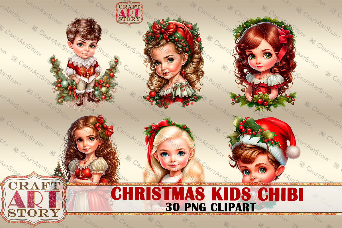 Kids Adorable Chibi clipart,Girls, a Person Illustration by CraftArtStory (Photo 2 of 7)
