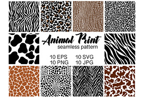 10 Animal Print Seamless Pattern