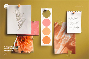 Collage Mockup With Photos And Paper