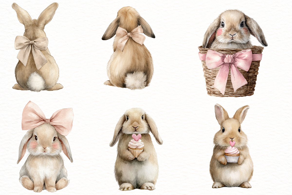 Bunny Clipart, Cute Easter Clipart, an Illustration by Designworld (Photo 7 of 7)
