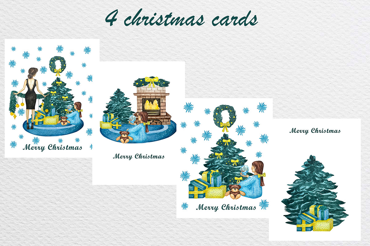 Hand Drawn Christmas Watercolor Clip, a Seasonal Illustration by Fresh art by Larysa (Photo 3 of 5)