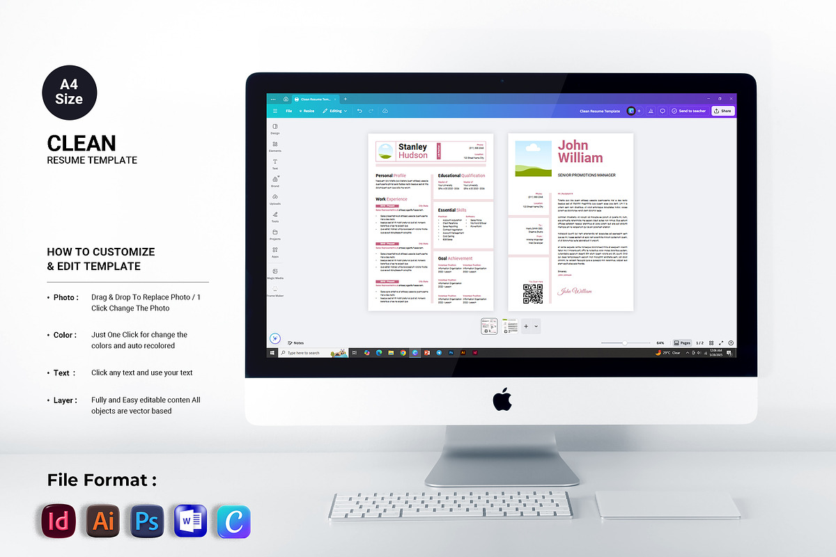 Resume Template, INDD, Canva, Docx, a Resume Template by Spark_Creative (Photo 4 of 4)