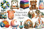 Watercolor Boho Baby Clipart, an Illustration by DreamPrint404 (Thumbnail 1 of 5)