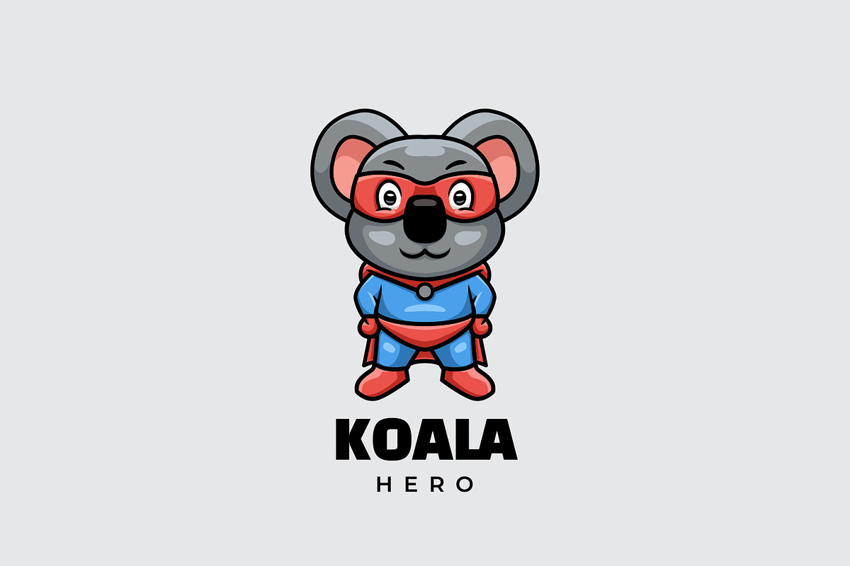 Koala Hero Cartoon Logo, a Poster Template by Gumrega Studio