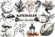 Black & White Autumn Clipart, an Illustration by Black Bird Studio (Thumbnail 1 of 6)