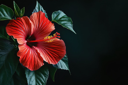 Vivid red hibiscus flower blooming w, a Photo by Iftikhar Alam