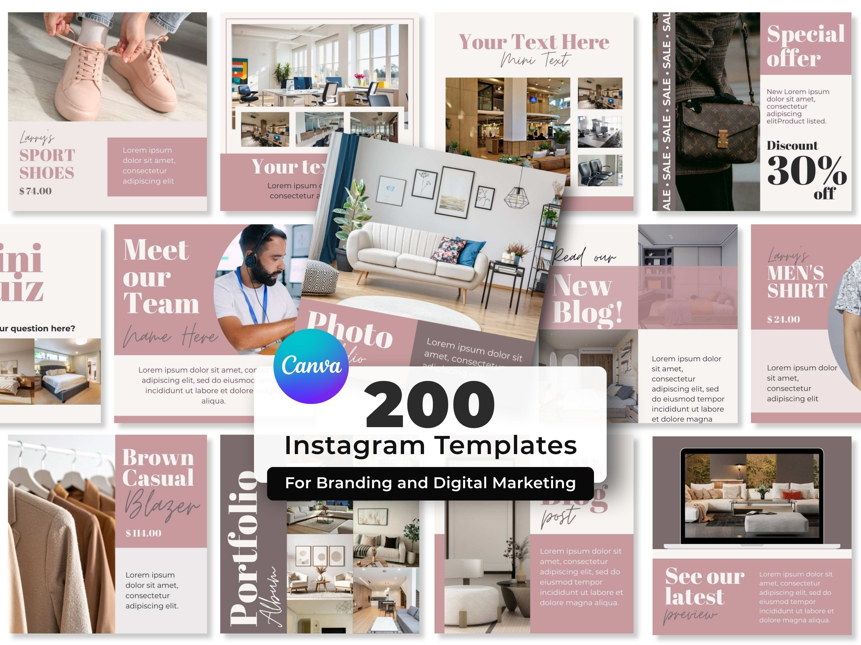 200+ Pink Beauty Instagram Template Canva