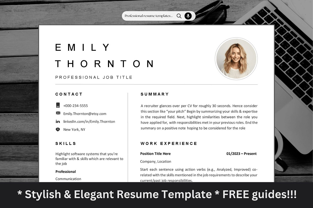 Resume/CV Minimalist photo template, a Resume Template by The Career Lab (Photo 1 of 10)