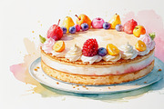 Watercolor Cakes & Pies Set, an Illustration by hafijul (Thumbnail 11 of 11)