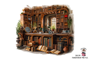 Vintage Bookshelf Clipart PNG, an Object Graphic by Clipart Bloom (Thumbnail 1 of 2)