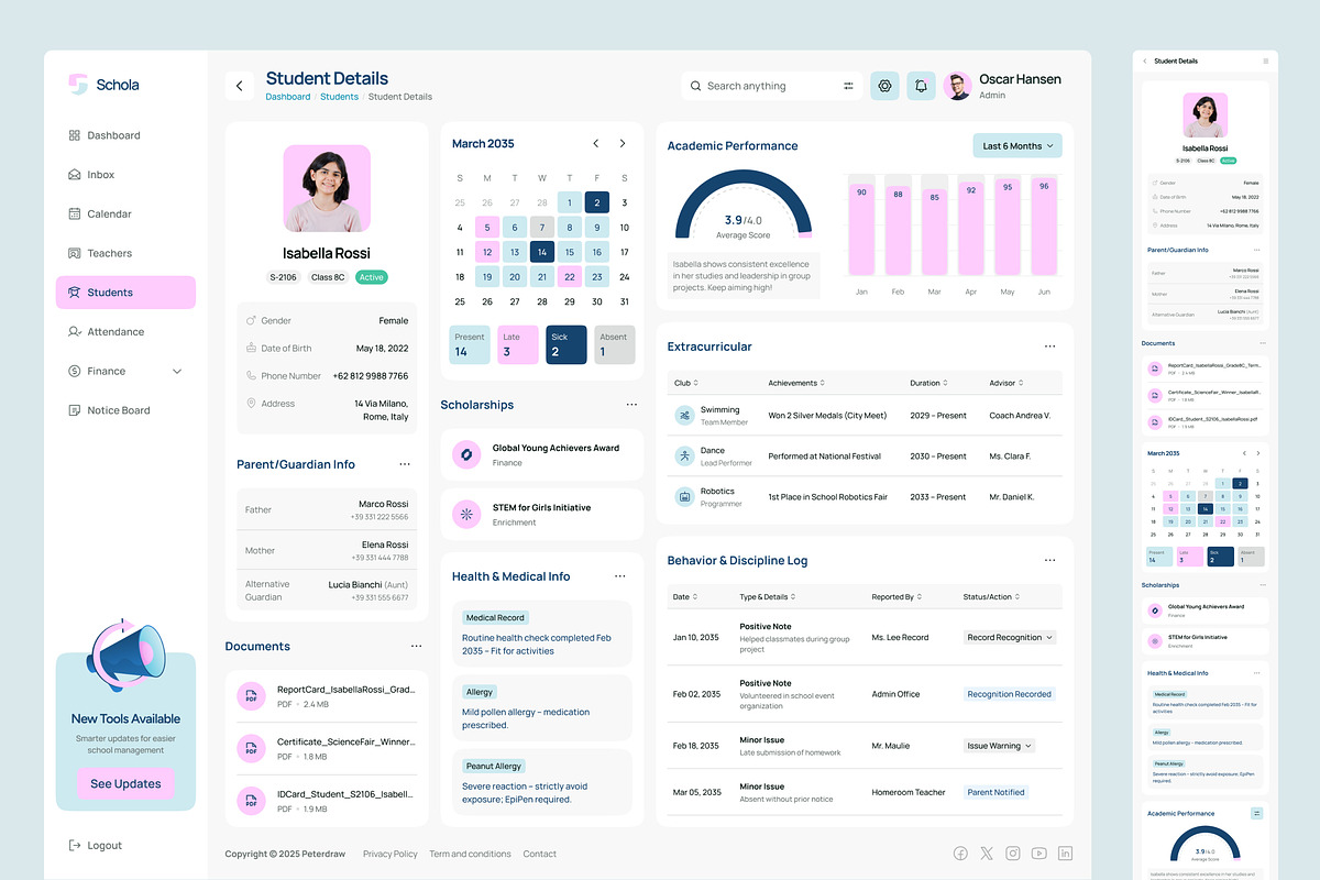 Schola – School Management Dashboard, an UI Kit Template by peterdraw (Photo 4 of 7)