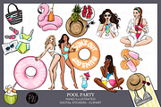 Pool party fashion clipart png, an Illustration by Parinaz Wadia Design (Thumbnail 1 of 9)