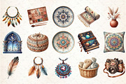 Bohemian Endeavors Watercolor Clipar, an Illustration by Rose Art (Thumbnail 2 of 4)