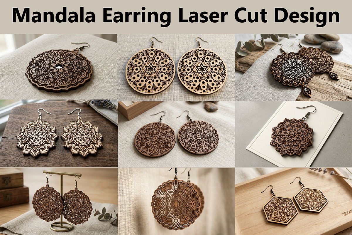 Mandala Earring Vector, an Object Graphic by hafijul (Photo 1 of 11)