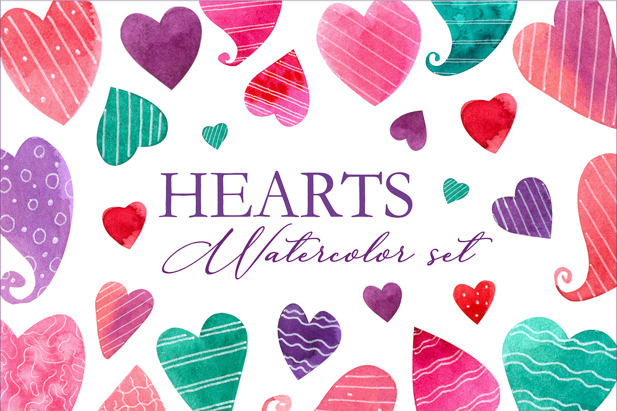 Set Watercolor hearts, an Object Graphic by Anastasia Timosch (Photo 1 of 8)