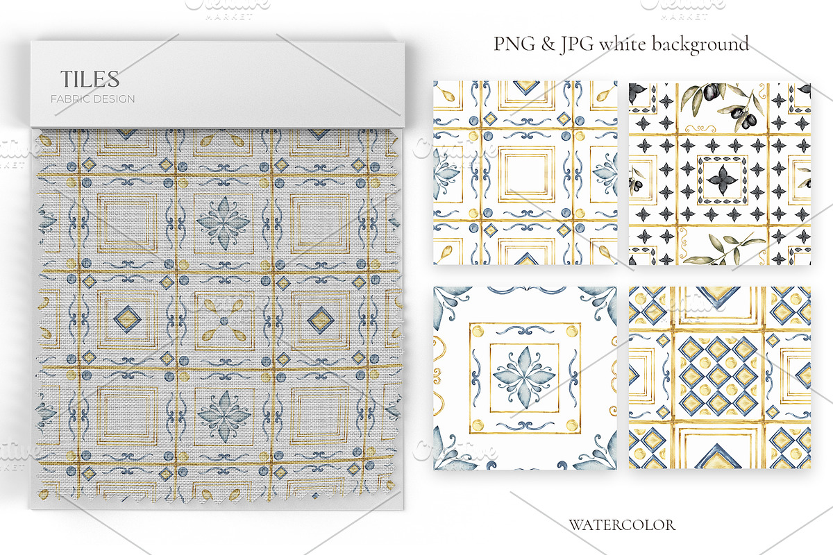 Watercolor Tiles Pattern Collection, a Pattern Graphic by MayaNavits (Photo 3 of 13)