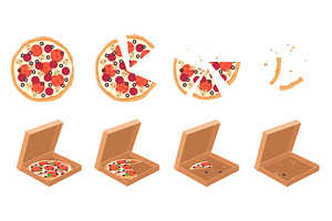Eaten pizza set, sequence game, a Food Illustration by Lemberg Vector