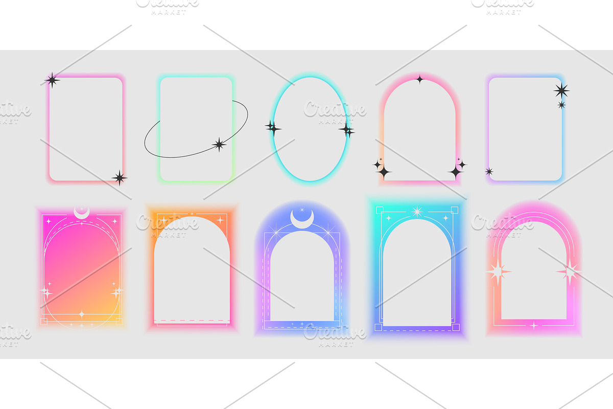 Y2k gradient frame set, an Illustration by art PVP - market