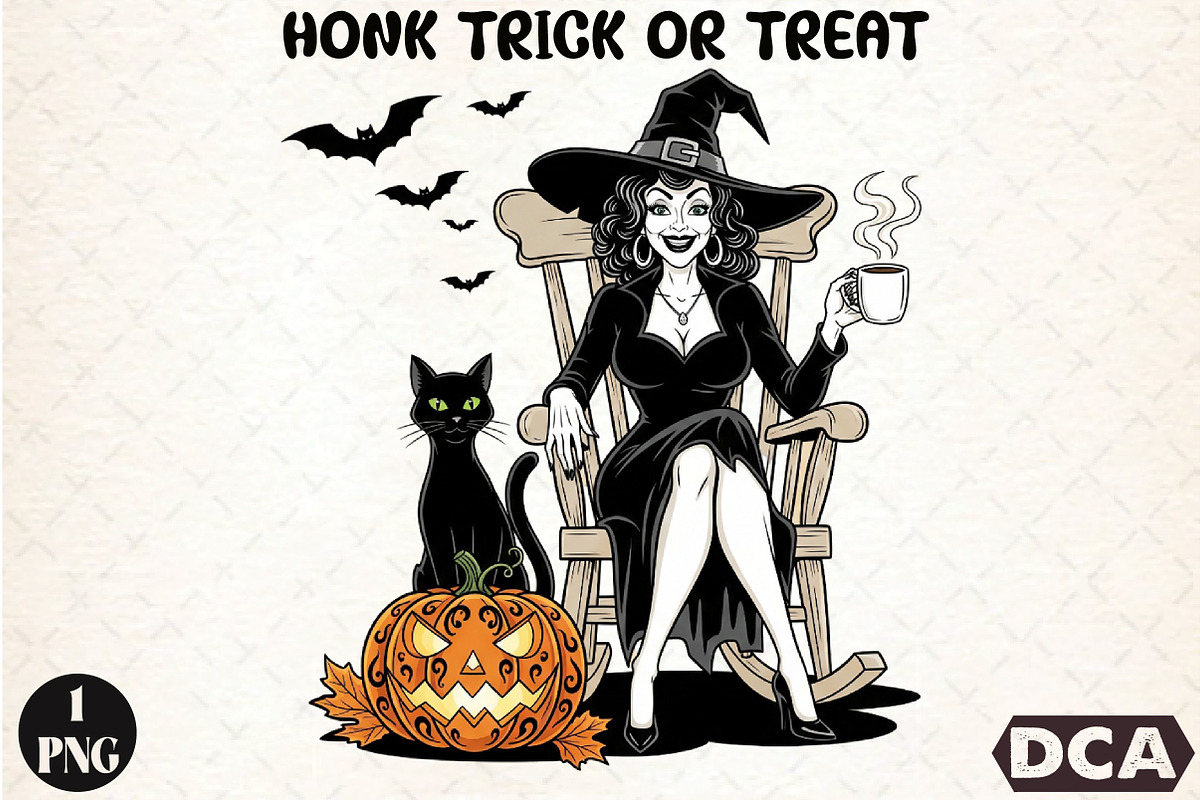 Halloween Witch Coffee Cat, Vintage, an Illustration by DreamCafeArt (Photo 1 of 7)