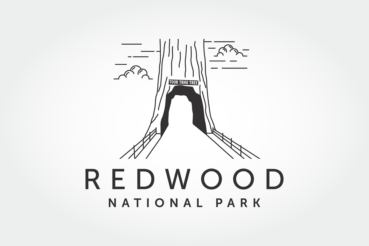 redwood national park line art logo, a Branding & Logo Template by PrastHF