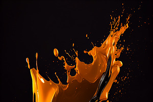 Orange Water Splash Isolated On Black